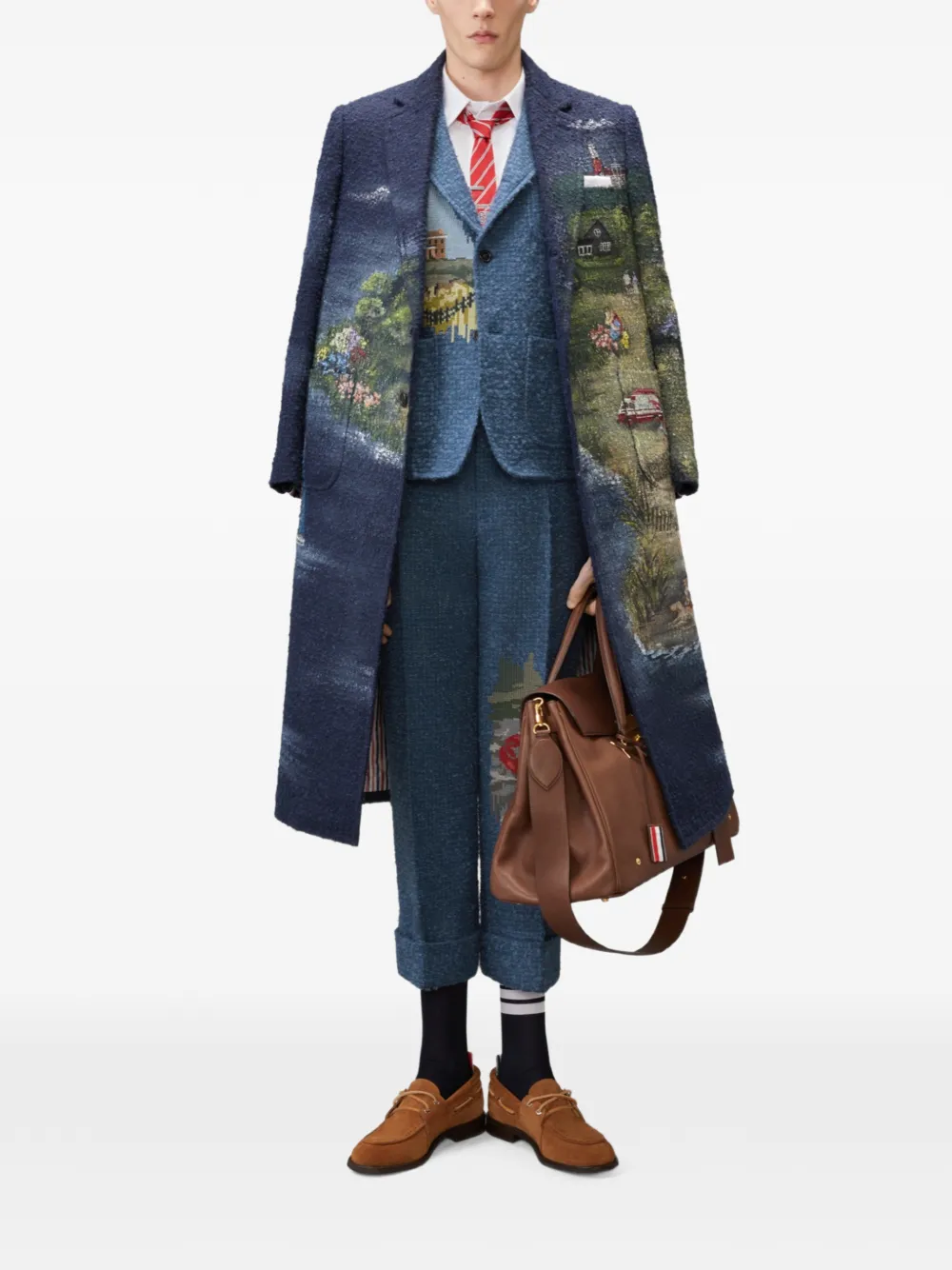 Thom Browne Smoking blazer met geborduurde vuurtoren Blauw