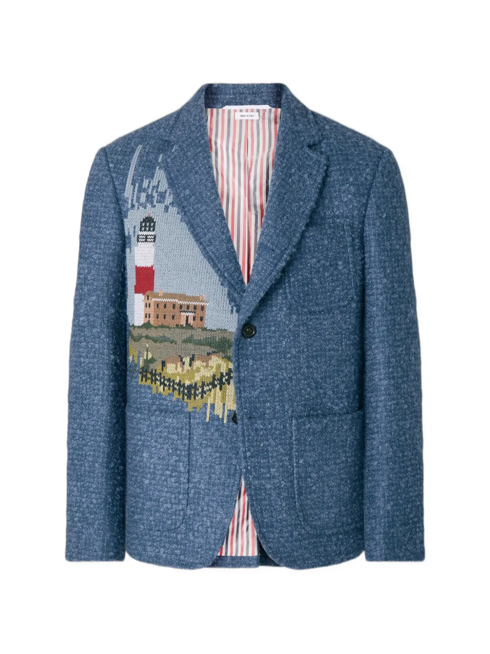 Thom Browne lighthouse-embroidery dinner jacket - Blu
