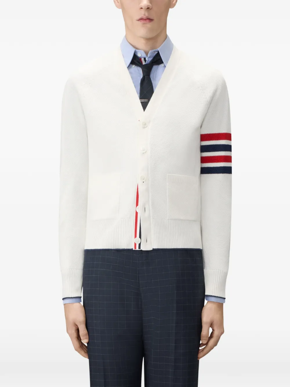 Thom Browne Linnen katoenen 4-Bar ruimvallend vest Wit