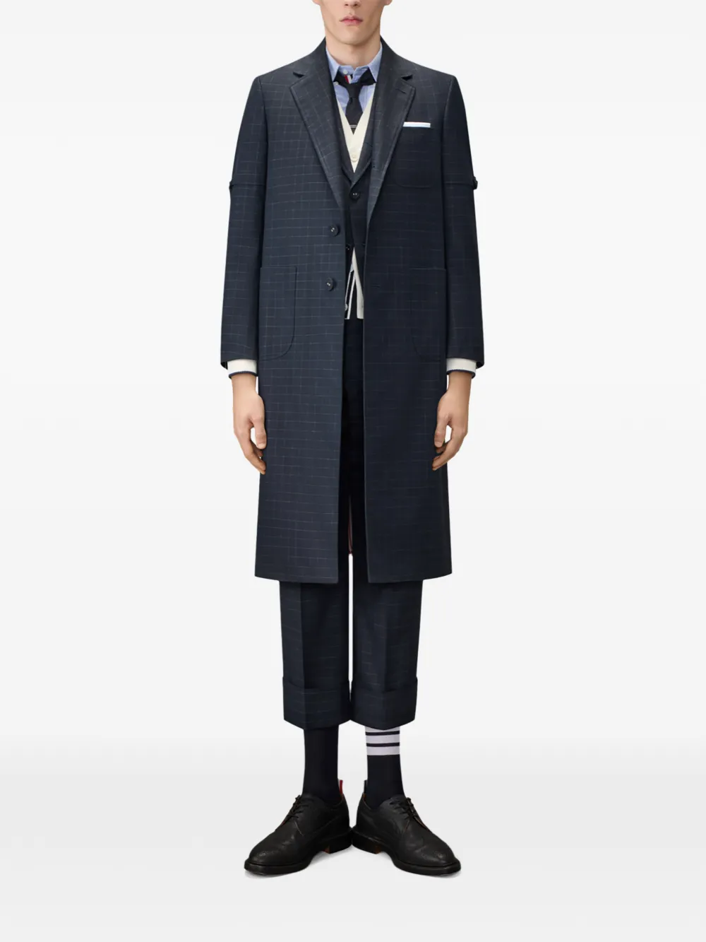 Thom Browne Linnen katoenen 4-Bar ruimvallend vest Wit