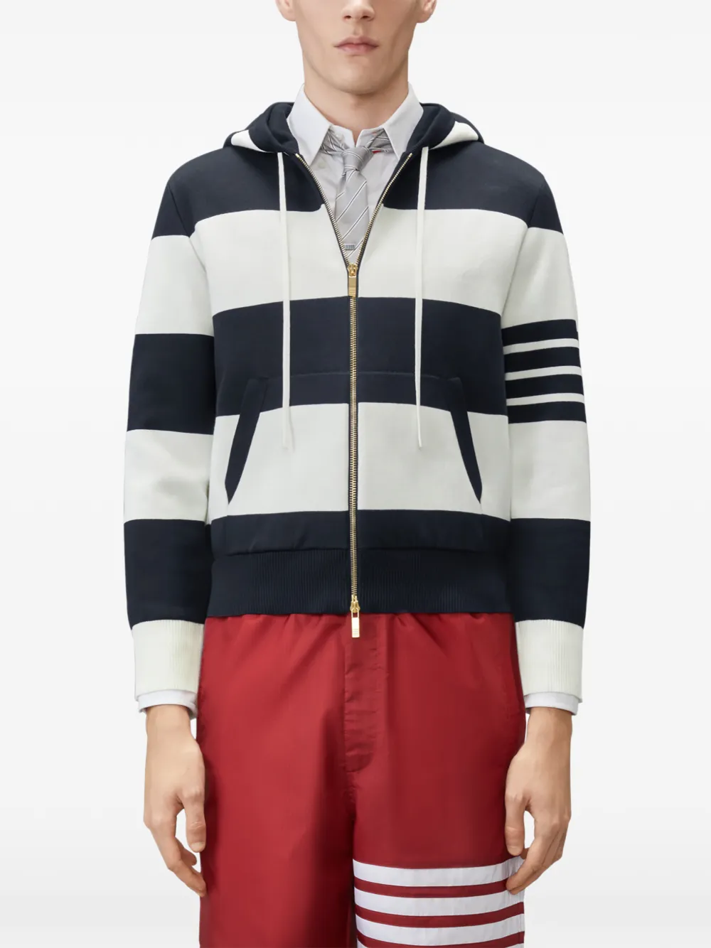 Thom Browne Hector 4-Bar gestreepte hoodie Blauw