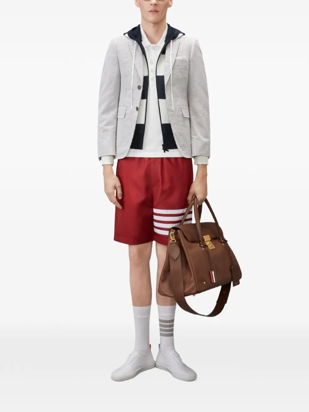 Thom Browne Hector 4-Bar gestreepte hoodie Blauw
