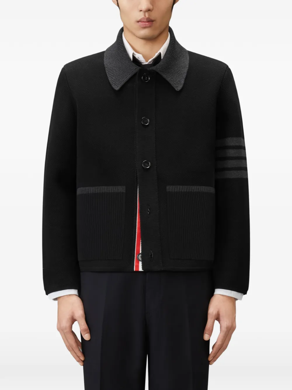 Thom Browne 4-Bar jack van merinowol Zwart