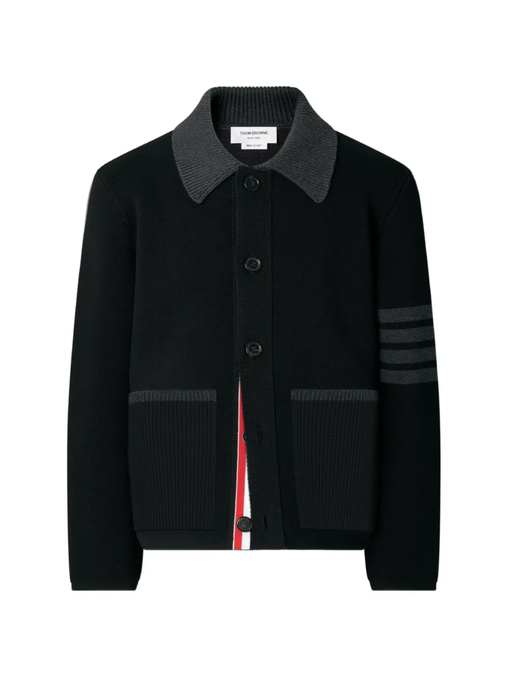 Thom Browne Giacca con dettaglio a righe - Nero