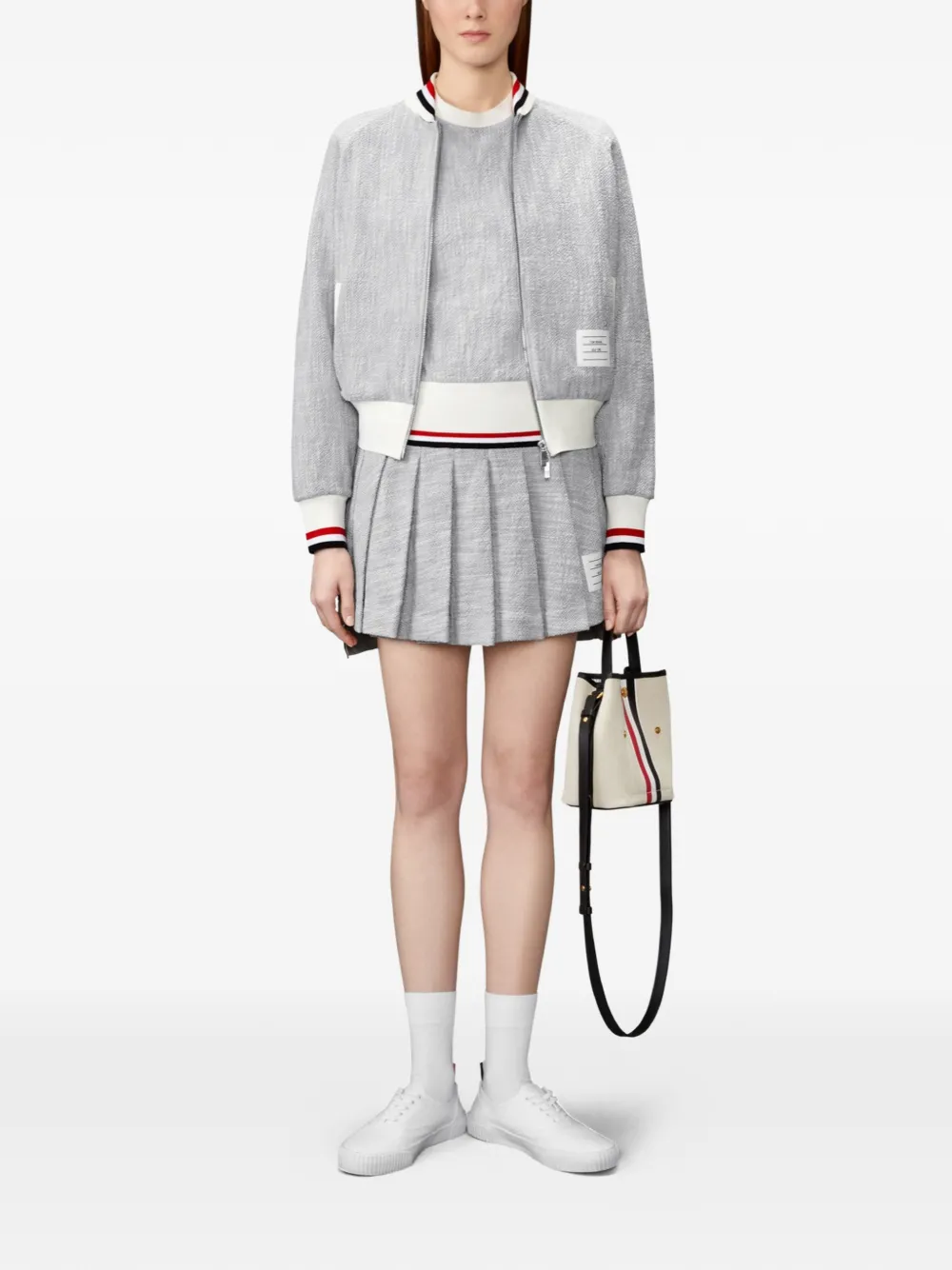 Thom Browne Tweed mini-plooirok Grijs