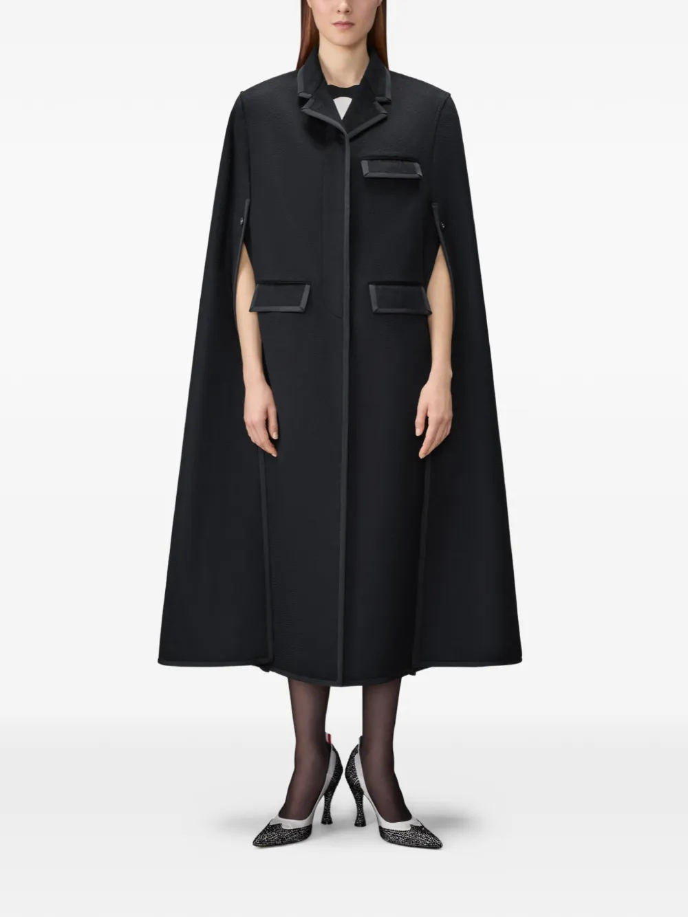 Thom Browne Chesterfield kasjmier cape Zwart