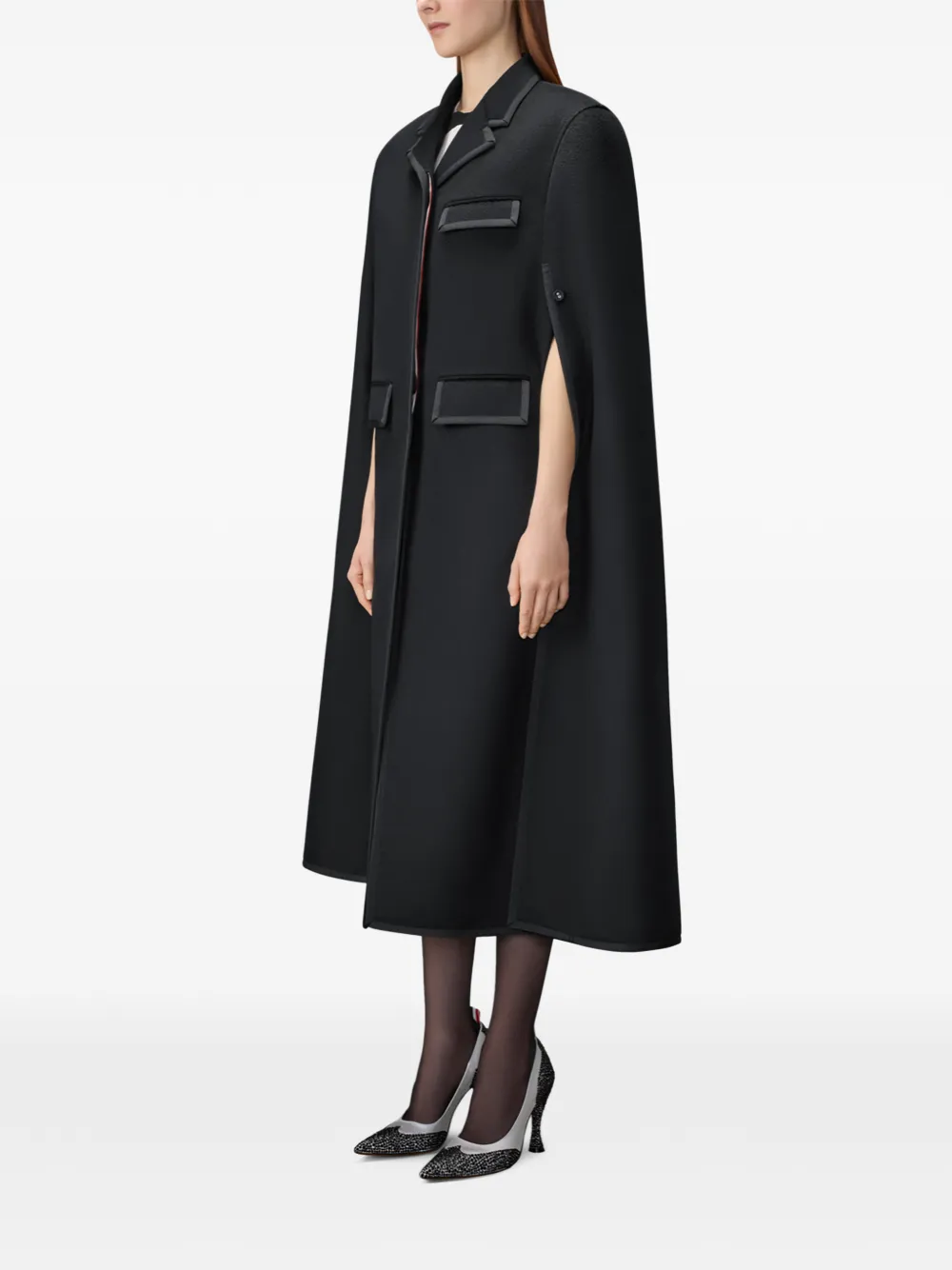 Thom Browne Chesterfield kasjmier cape Zwart