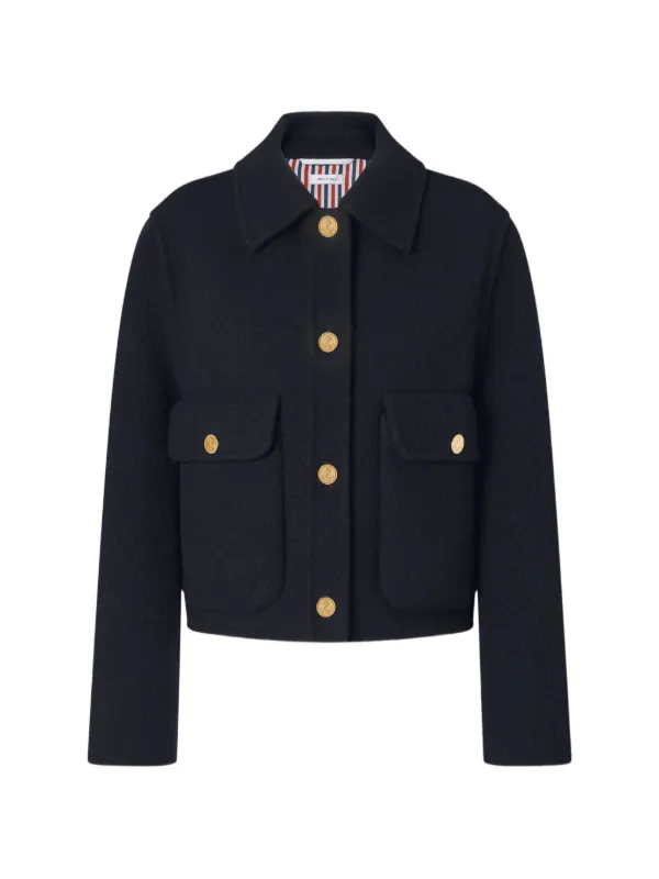 Thom Browne Wool Bell Sleeve Jacket in Blue