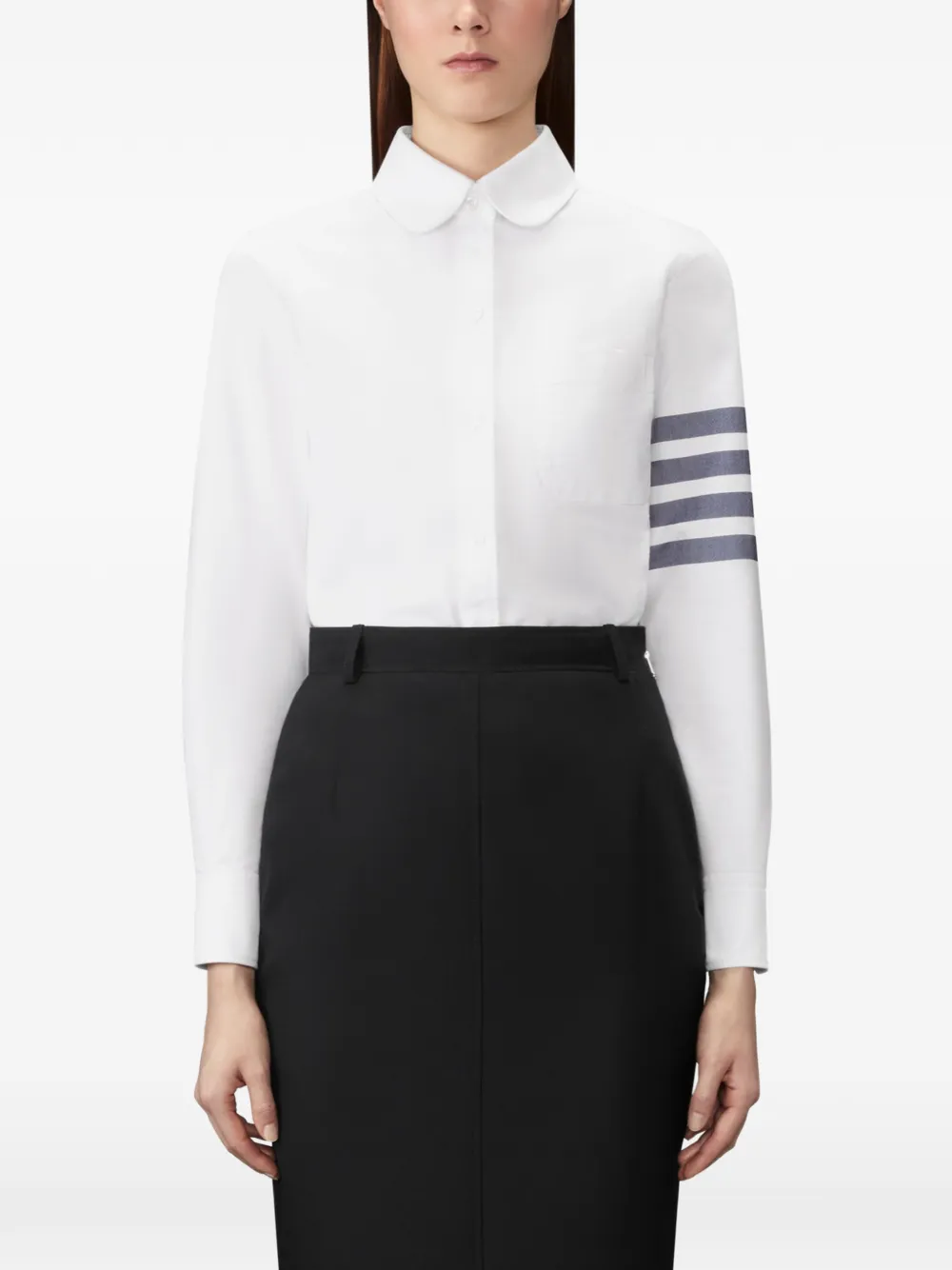 Thom Browne Oxford blouse met 4 strepen Wit