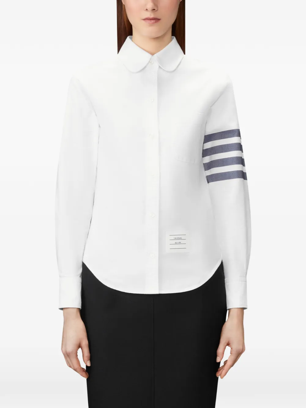 Thom Browne Oxford blouse met 4 strepen Wit