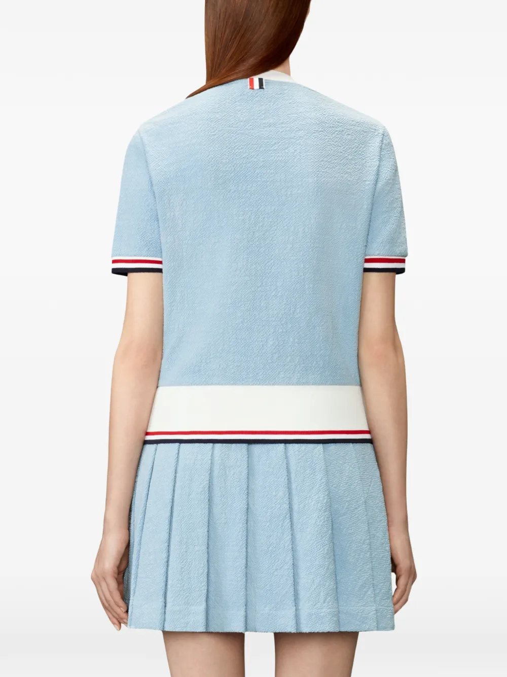 Thom Browne Tweed T-shirt met RWB-streep Blauw