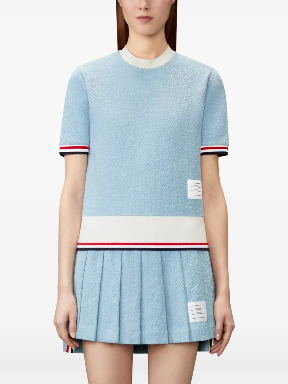 Thom Browne Tweed T-shirt met RWB-streep Blauw