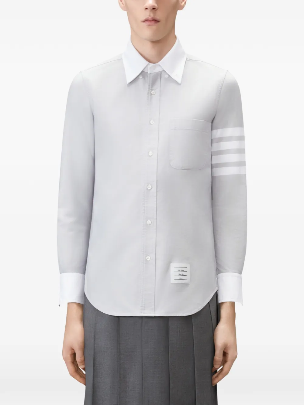 Thom Browne Overhemd met vier strepen Grijs