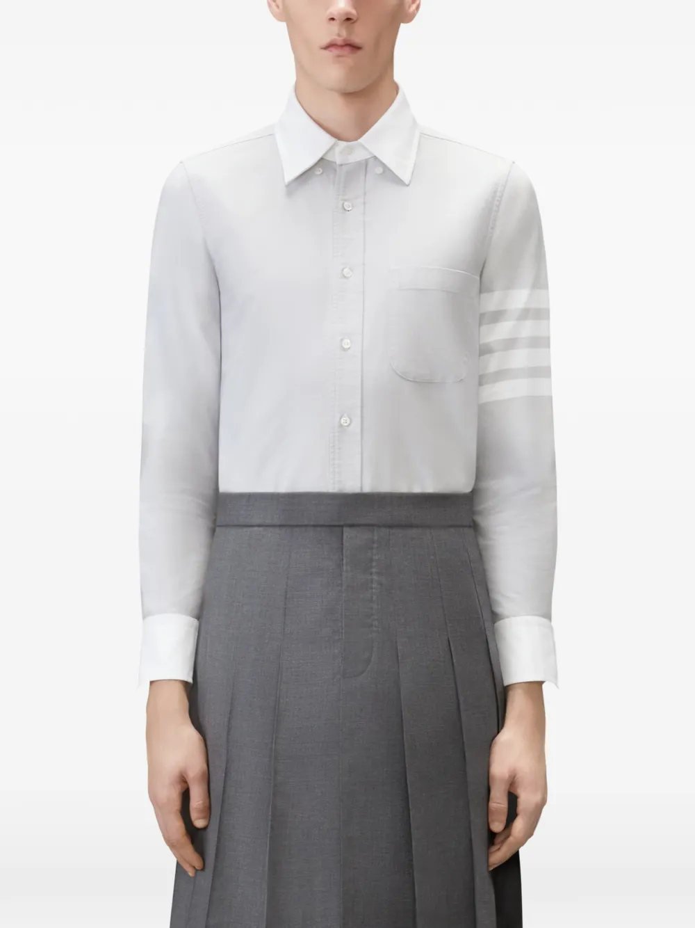 Thom Browne Overhemd met vier strepen Grijs