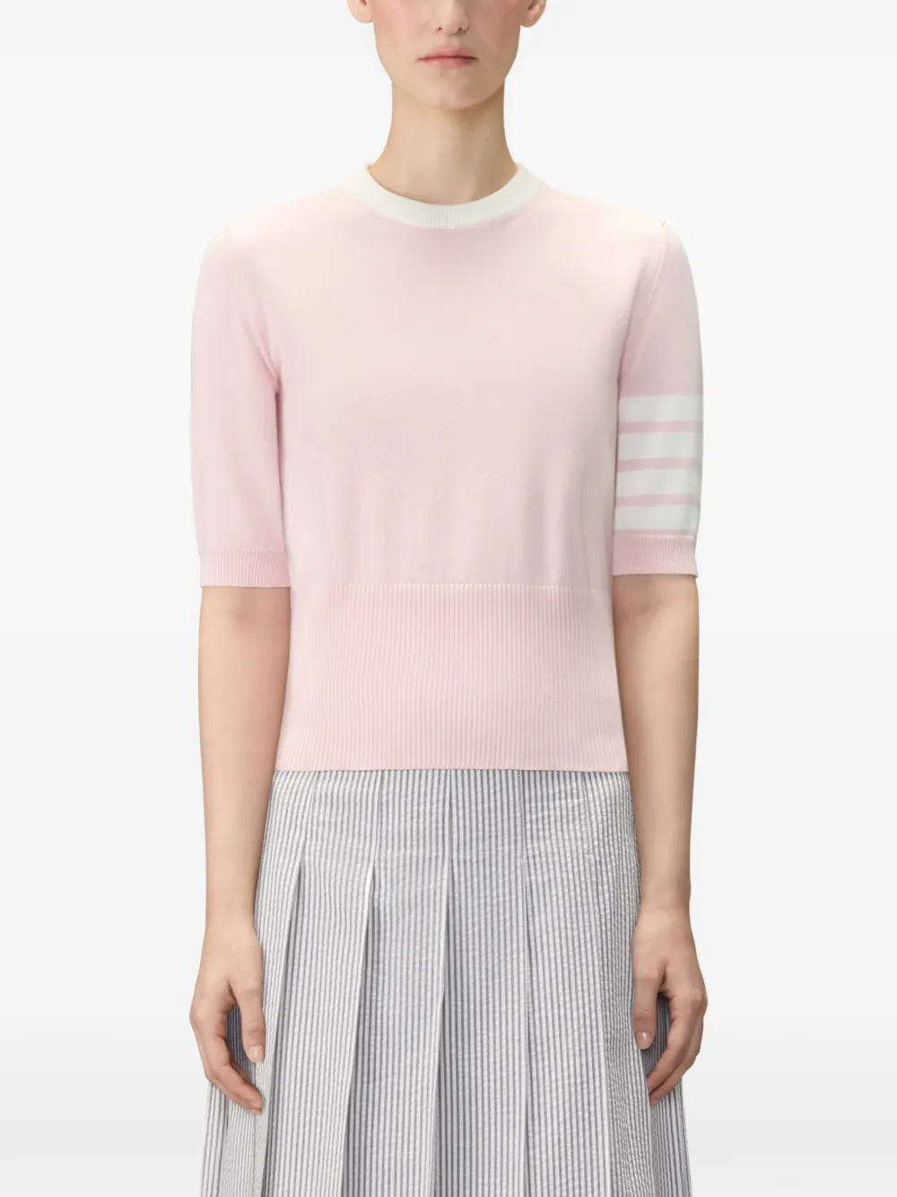 Thom Browne Hector intarsia T-shirt met vier strepen Roze