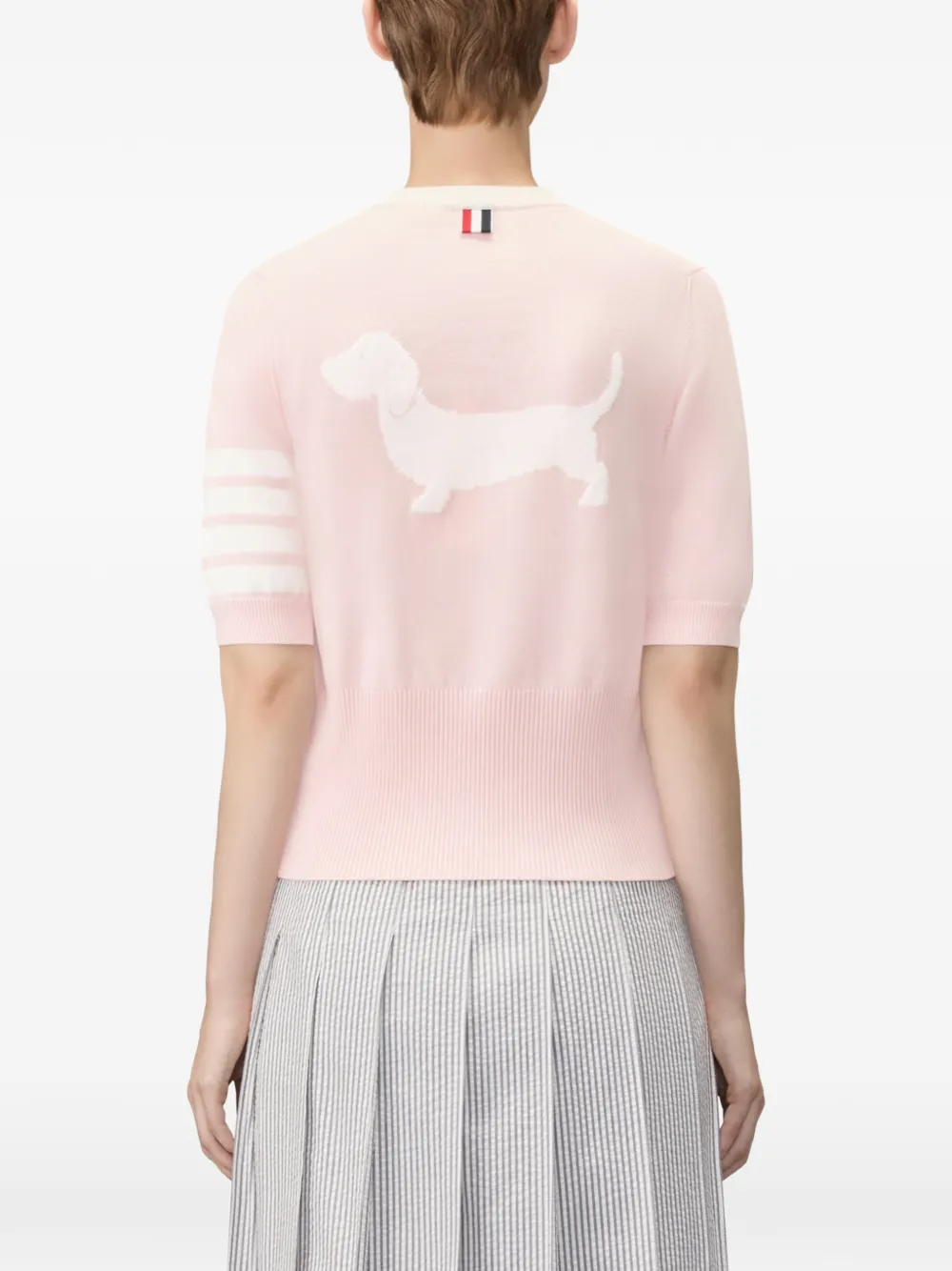 Thom Browne Hector intarsia T-shirt met vier strepen Roze
