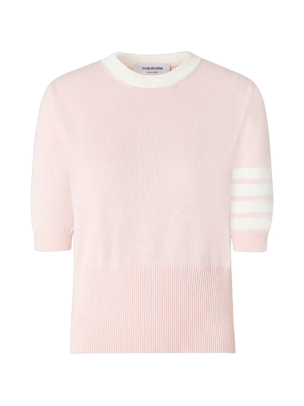 Thom Browne Hector intarsia jersey 4-Bar T-shirt Roze