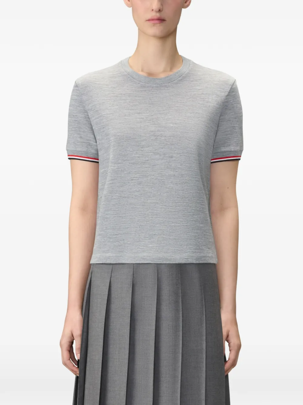 Thom Browne Jersey T-shirt met geribbelde cuffs Grijs