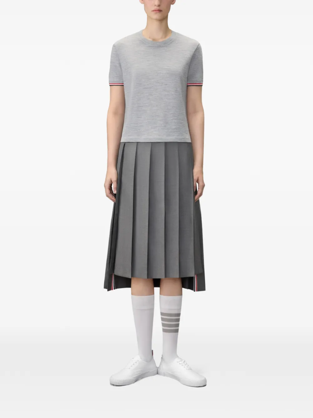 Thom Browne Jersey T-shirt met geribbelde cuffs Grijs
