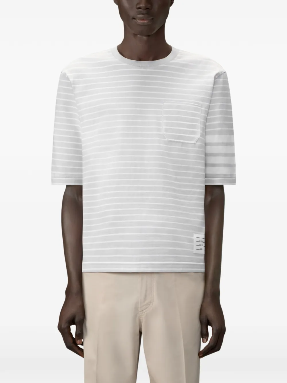Thom Browne T-shirt met 4 strepen Grijs