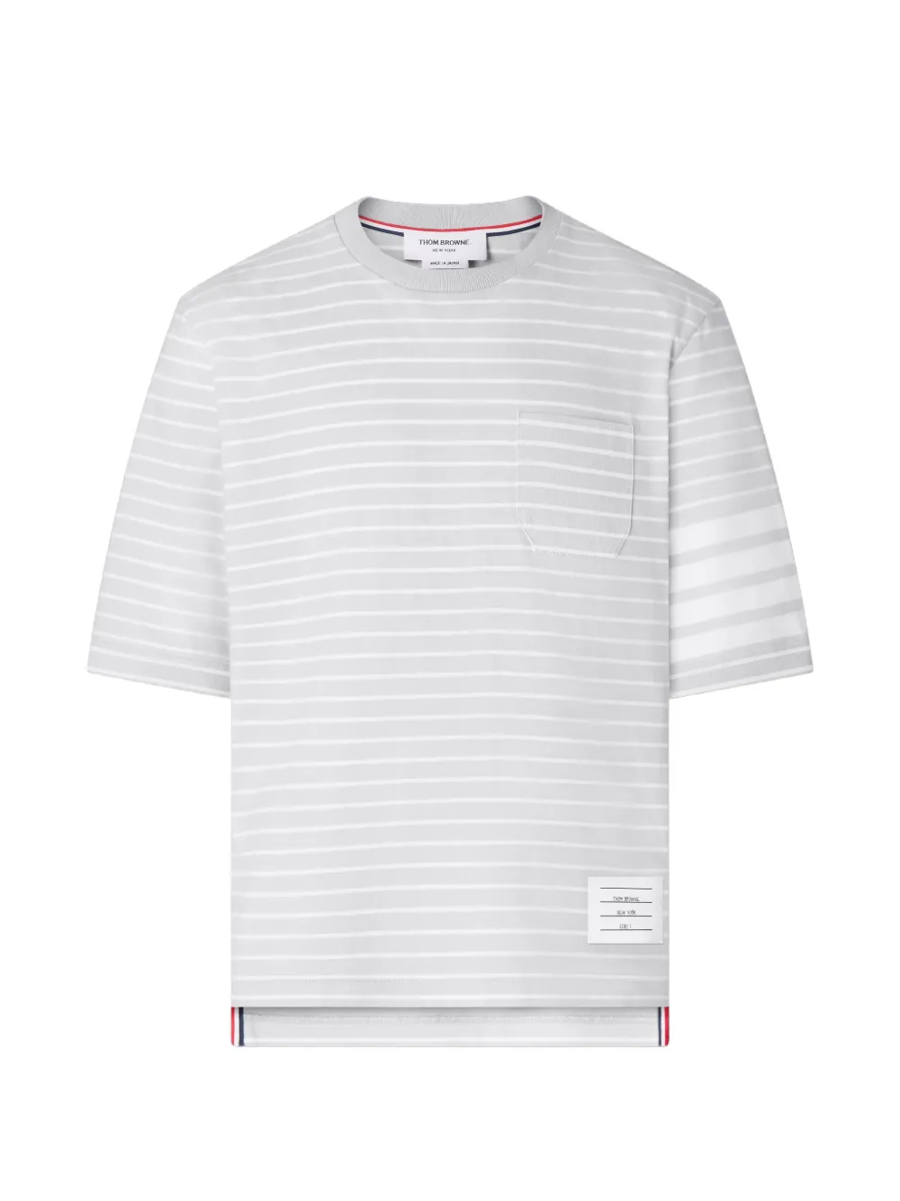 Thom Browne Jersey 4-Bar gebreid T-shirt met zak Grijs