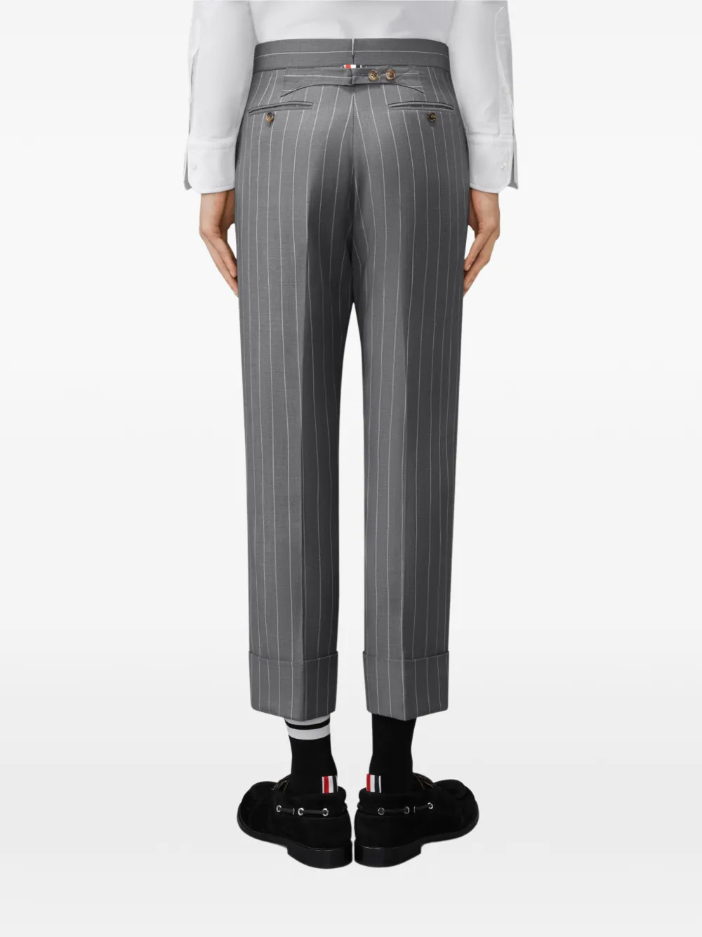 Thom Browne Wollen broek met krijtstreep Grijs