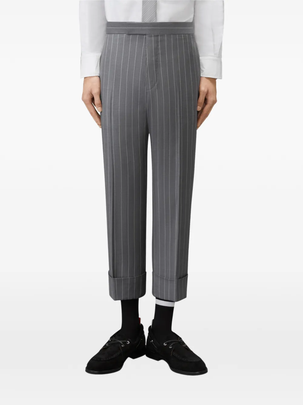 Thom Browne Wollen broek met krijtstreep Grijs