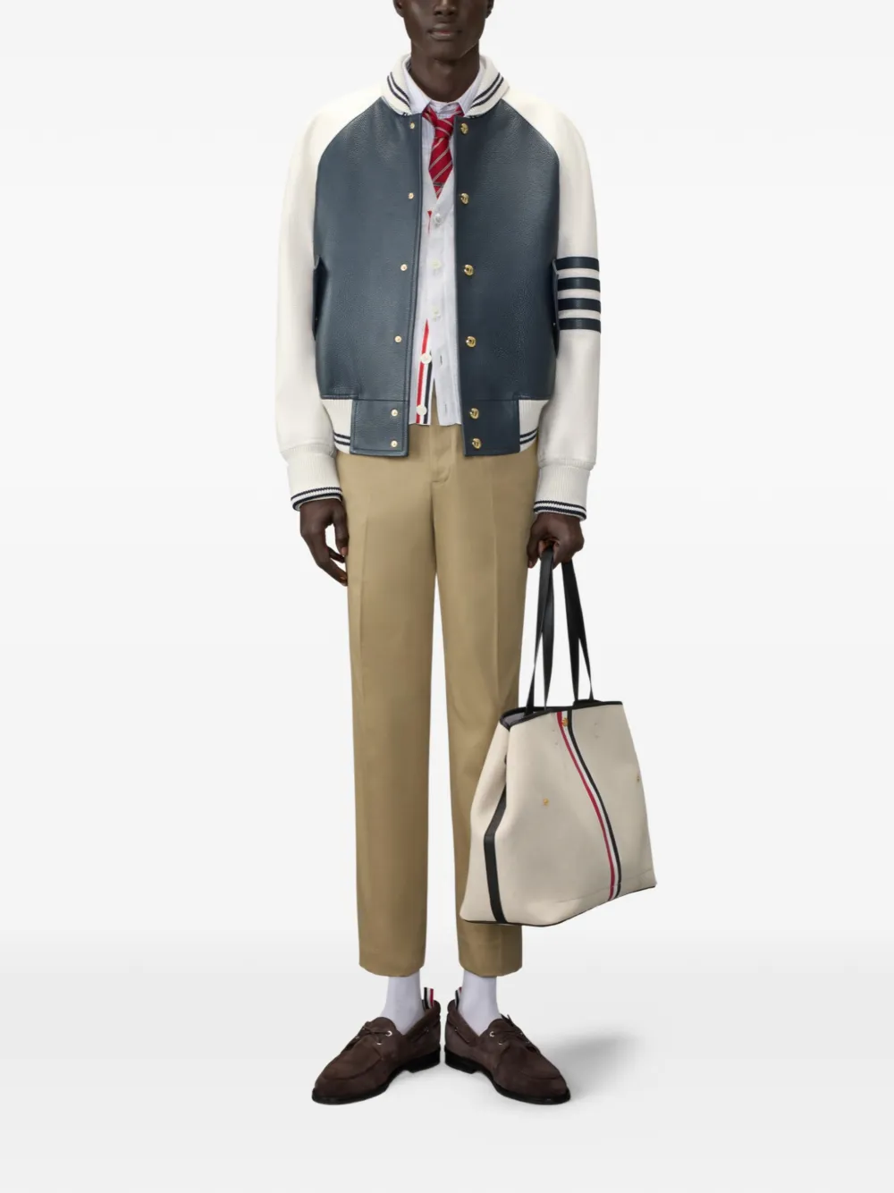 Thom Browne Madras Oxford overhemd met gestreepte armband Grijs