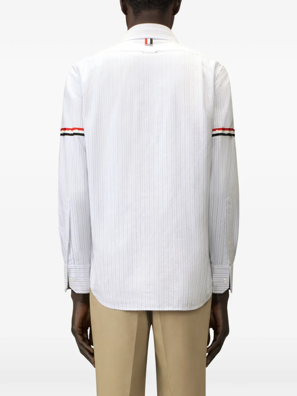Thom Browne Madras Oxford overhemd met gestreepte armband Grijs