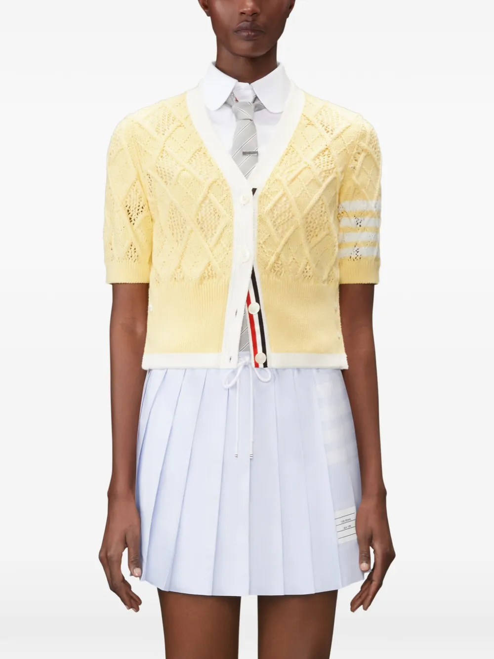 Thom Browne Vest met vier strepen en argyle patroon Geel