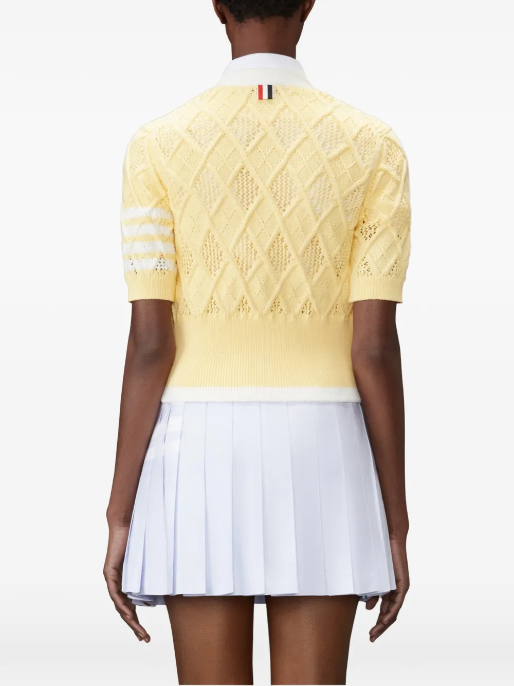 Thom Browne Vest met vier strepen en argyle patroon Geel