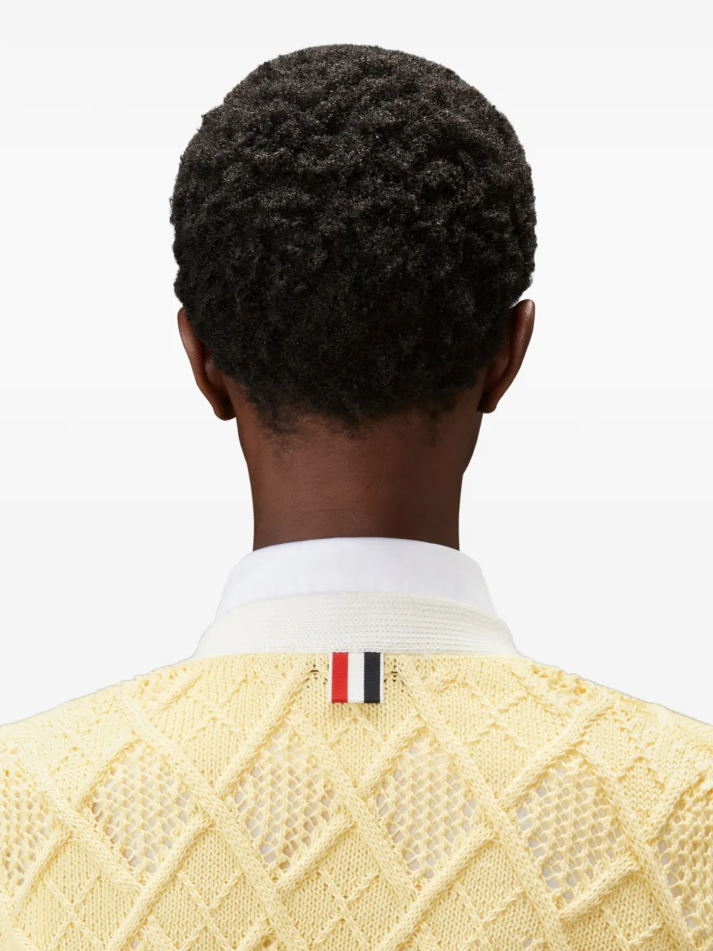 Thom Browne Vest met vier strepen en argyle patroon Geel