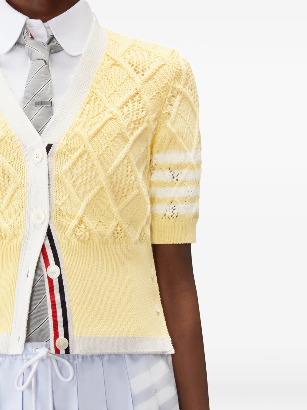 Thom Browne Vest met vier strepen en argyle patroon Geel