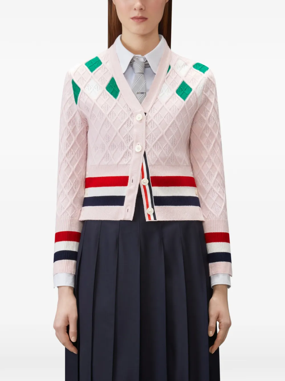 Thom Browne Vest met argyle patroon Roze