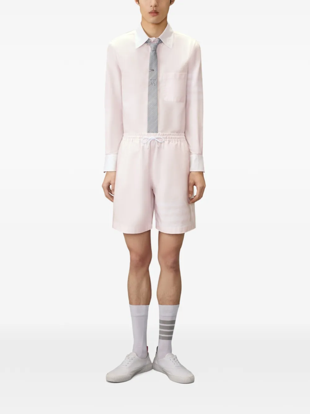 Thom Browne Oxford shorts met vier strepen Roze