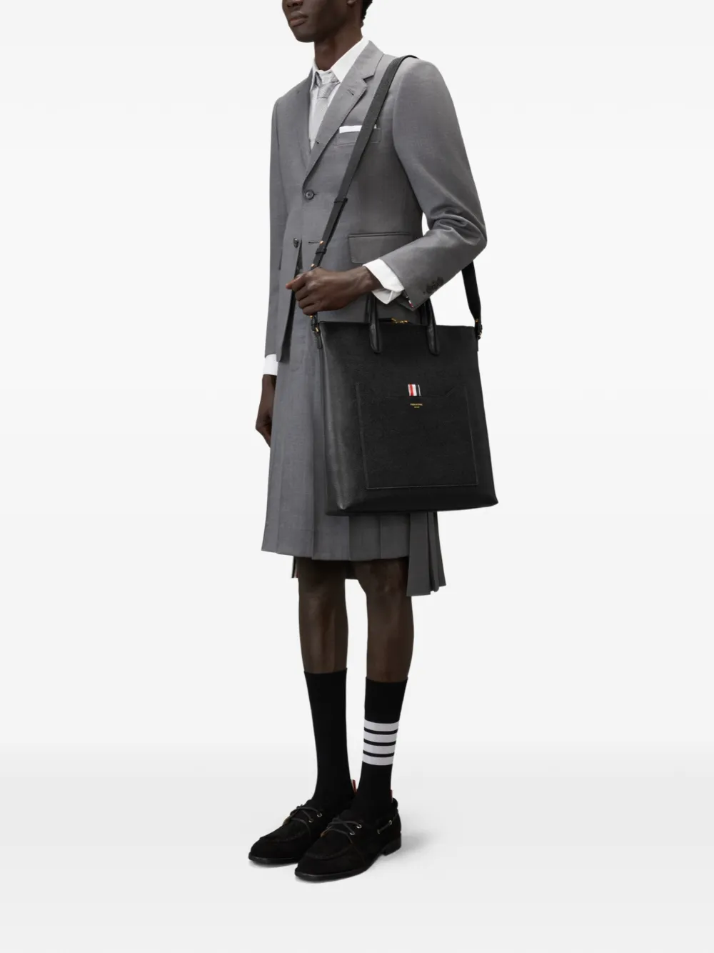 Thom Browne Tool shopper van bewerkt leer Zwart