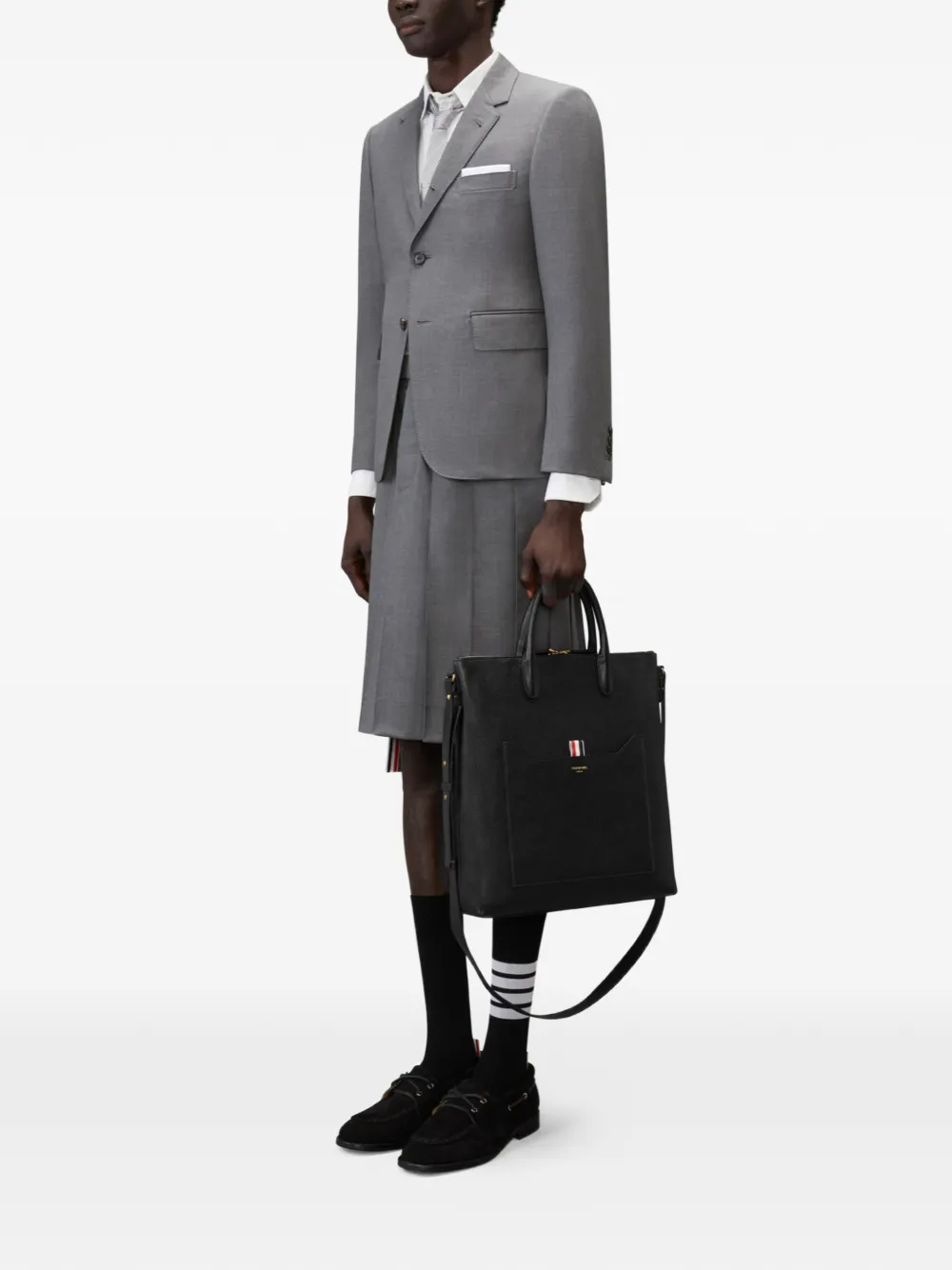 Thom Browne Tool shopper van bewerkt leer Zwart