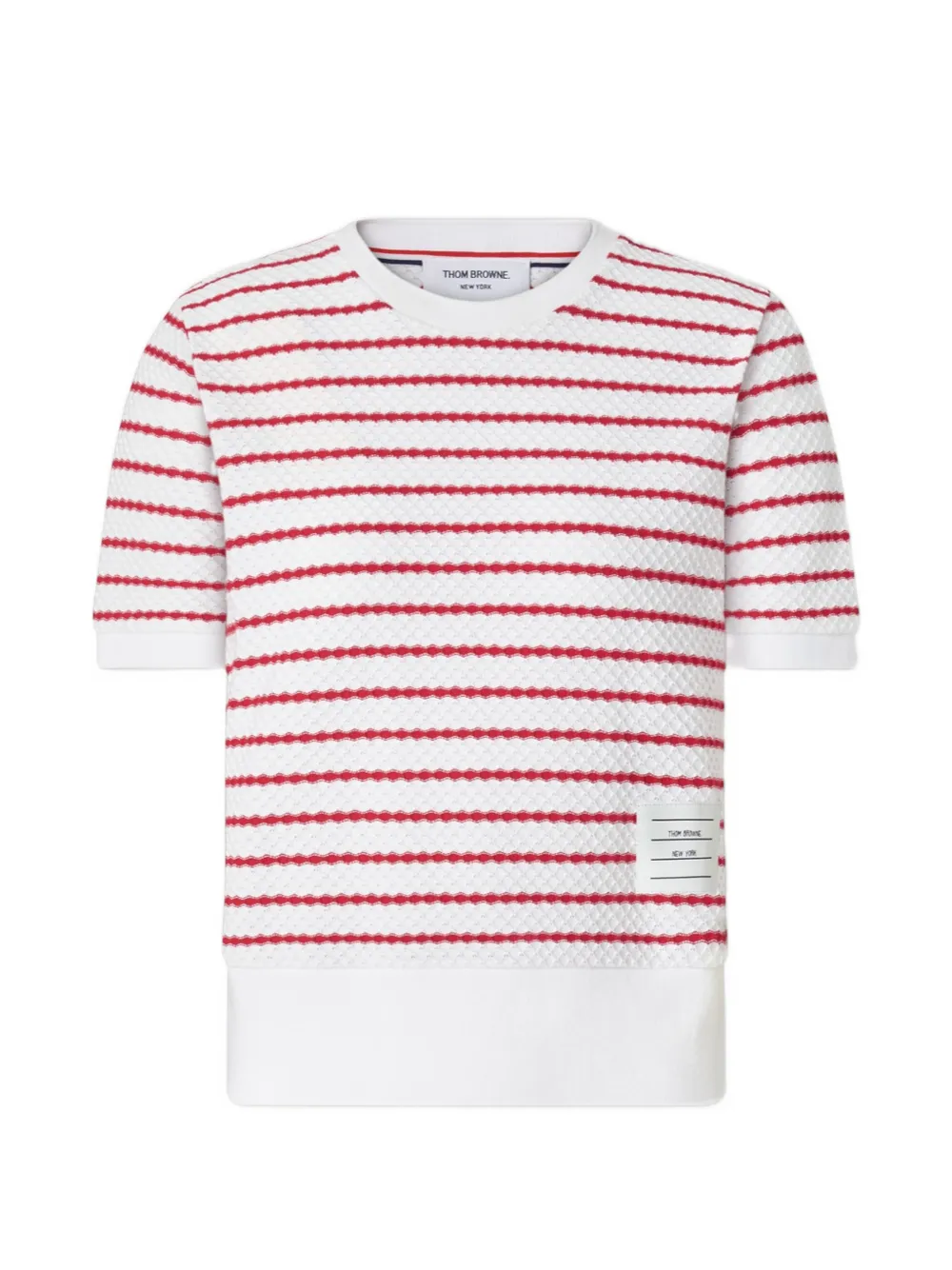 Thom Browne striped honeycomb-rib T-shirt - Rosso