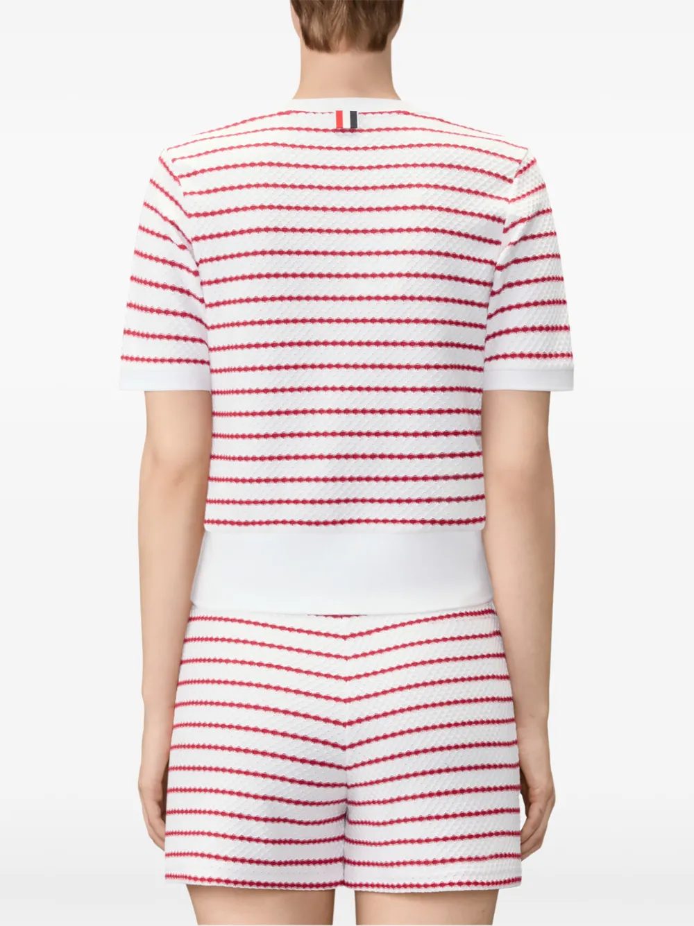 Thom Browne Gestreept geribbeld T-shirt Rood