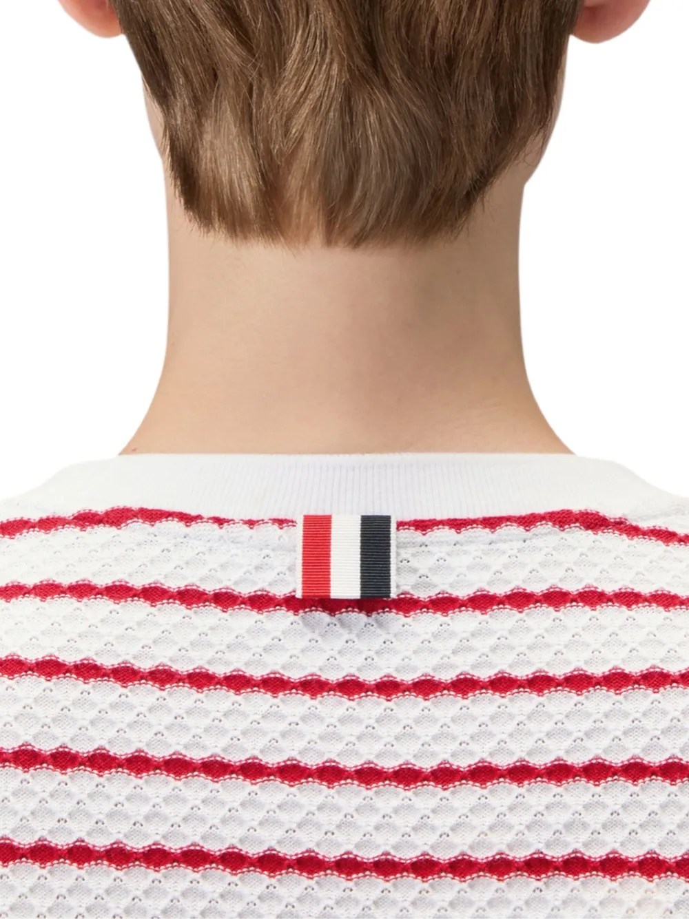 Thom Browne Gestreept geribbeld T-shirt Rood
