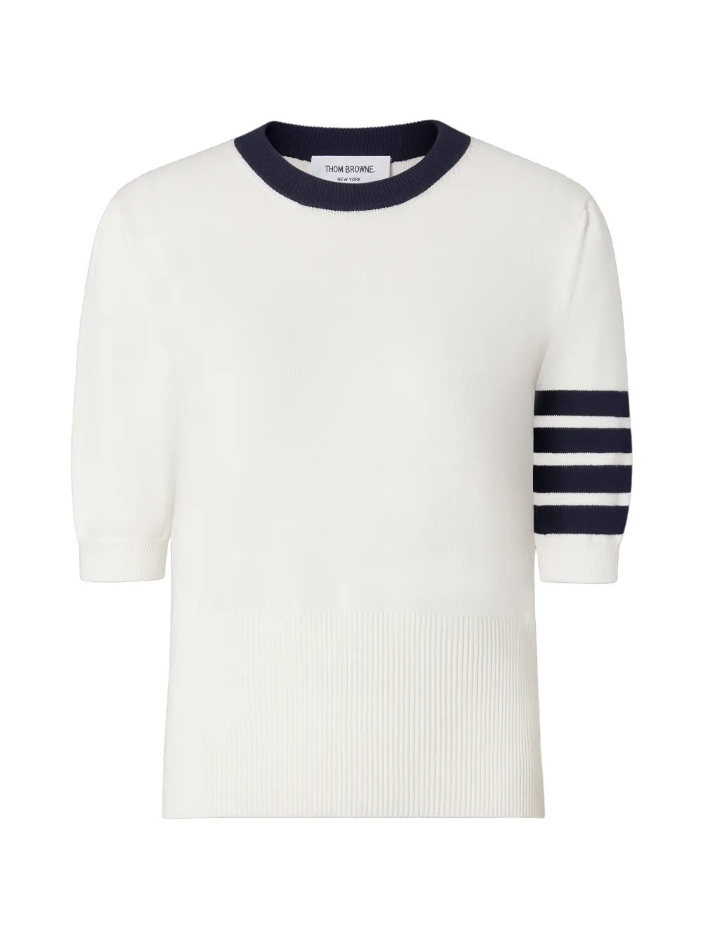 Thom Browne Hector intarsia jersey T-shirt met 4 strepen Wit