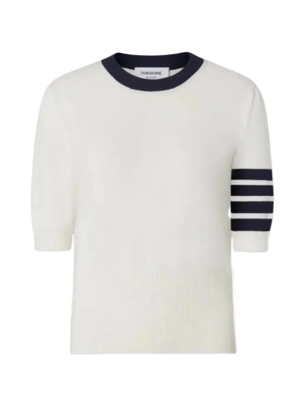 Thom Browne Hector intarsia jersey T-shirt met 4 strepen Wit