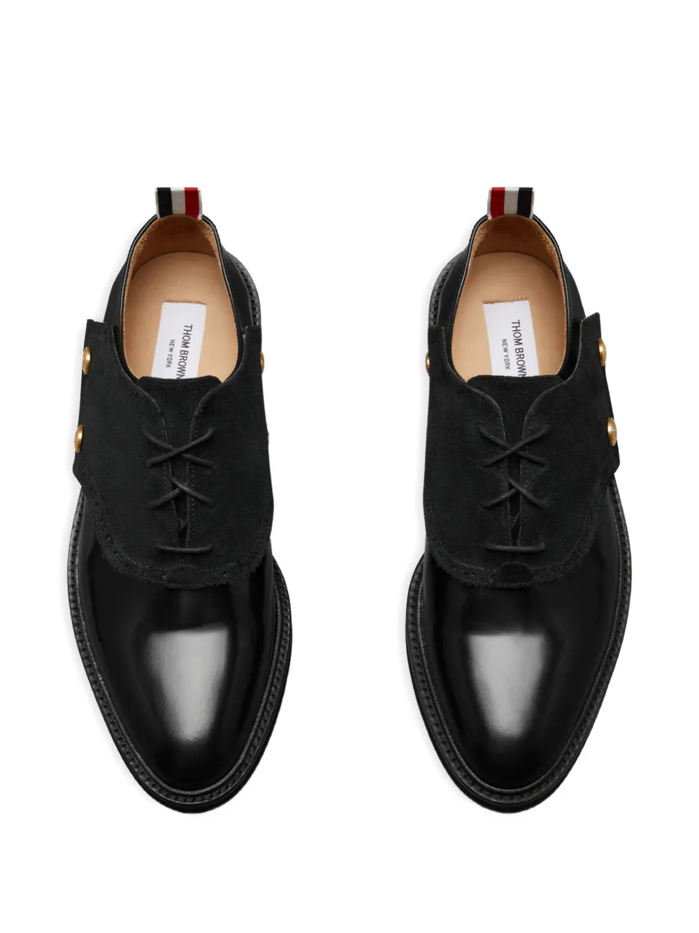 Thom Browne Derby schoenen met suède vlakken Zwart