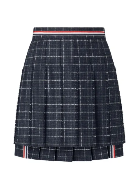 Thom Browne windowpane houndstooth teviot tweed pleated mini skirt