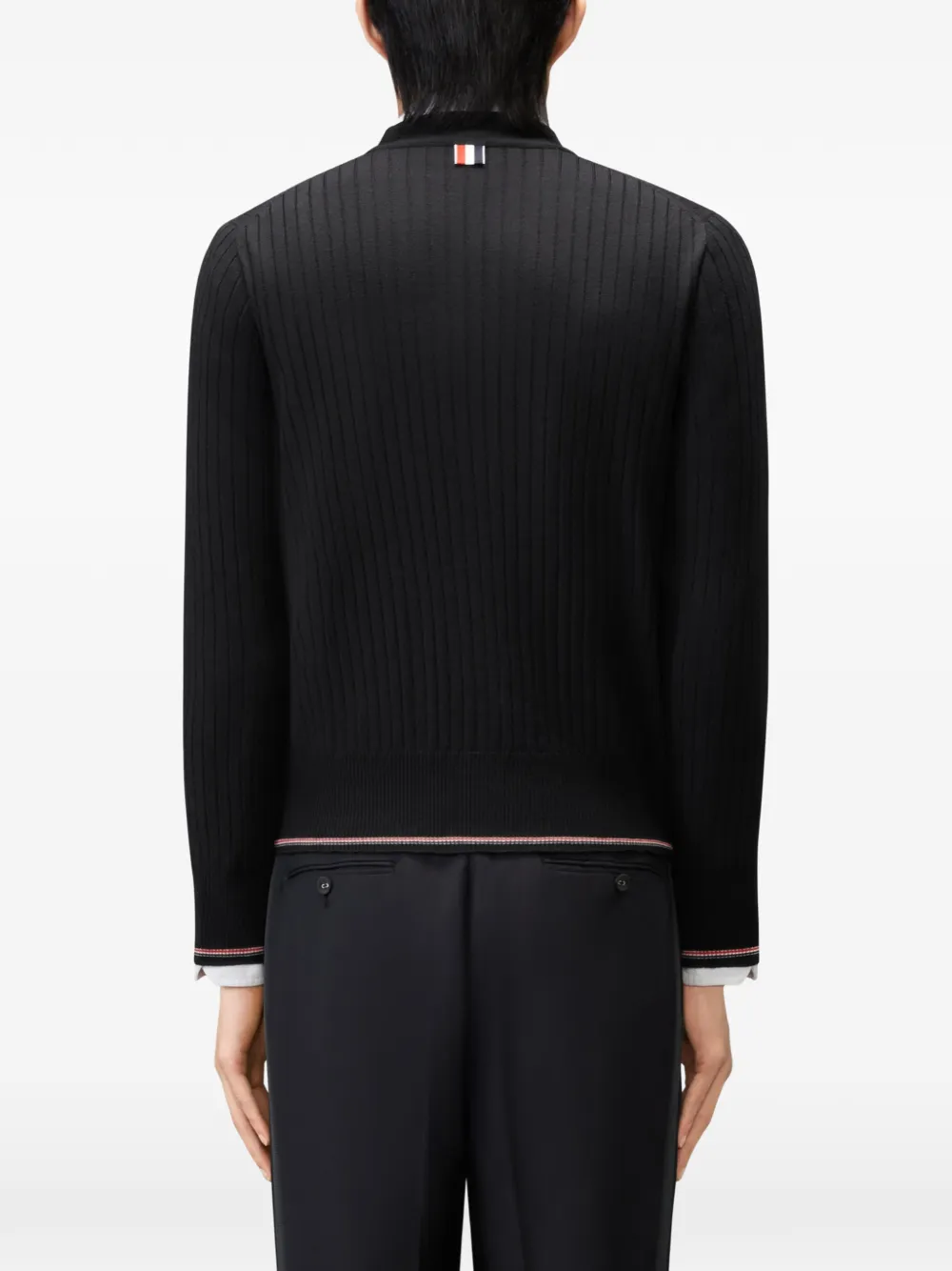 Thom Browne Vest met RWB-streep en ribstiksel Zwart