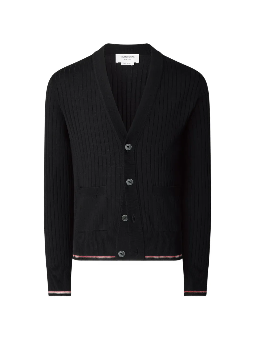 Thom Browne rib-stitch RWB-stripe cardigan | Black | Image 1