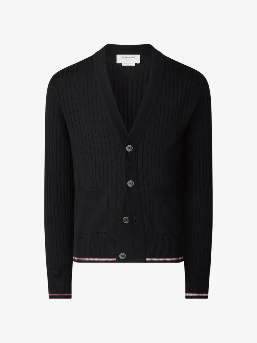 Thom Browne rib-stitch RWB-stripe cardigan | Black | Image 1