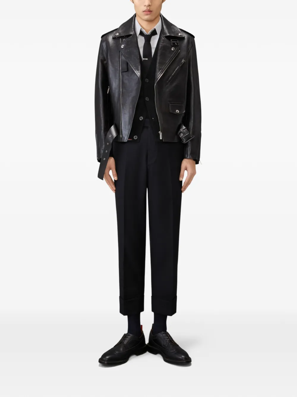 Thom Browne Vest met RWB-streep en ribstiksel Zwart