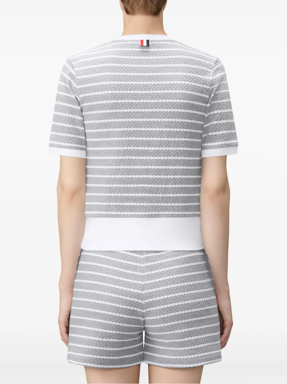 Thom Browne Gestreept geribbeld T-shirt Grijs