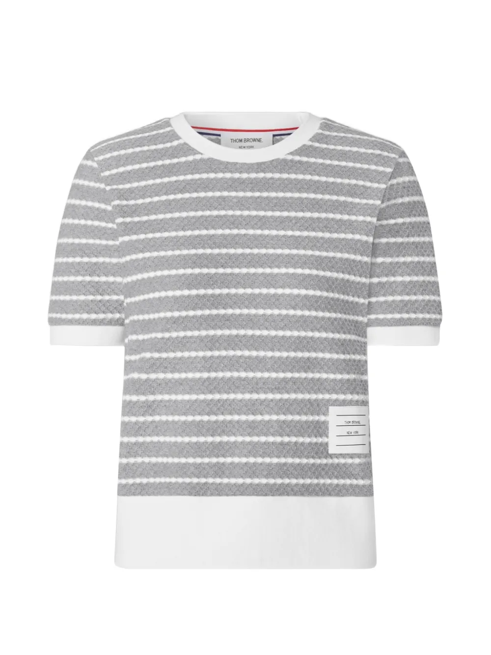 Thom Browne striped honeycomb-rib T-shirt - Grigio